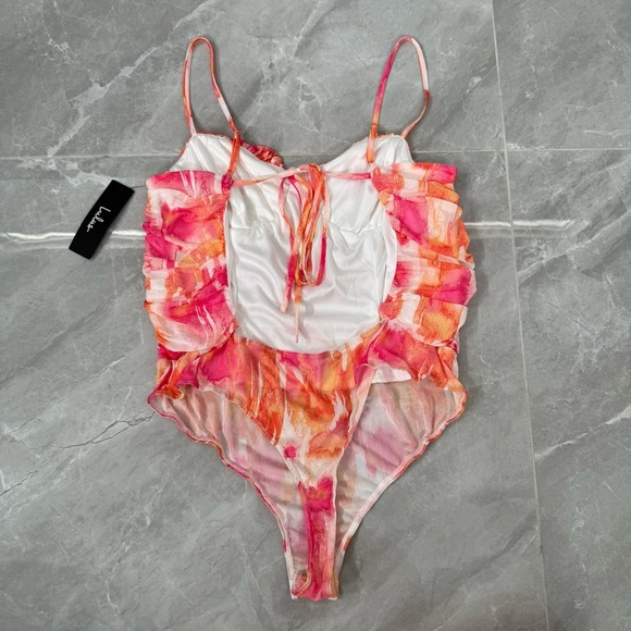 Women’s Lulus Watercolor Colorful Spaghetti Strap Open Back Bodysuit Size XL - Picture 8 of 15